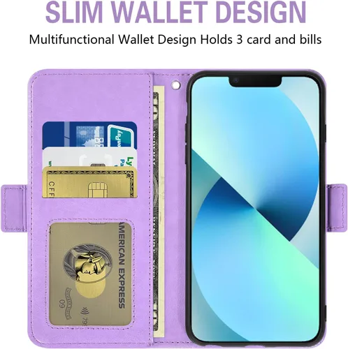 Vista 3 de Asuwish Funda compatible con iPhone 13 Mini de 5.4 pulgadas, protector de pantalla de vidrio templado, correa de muñeca, tarjetero para teléfono