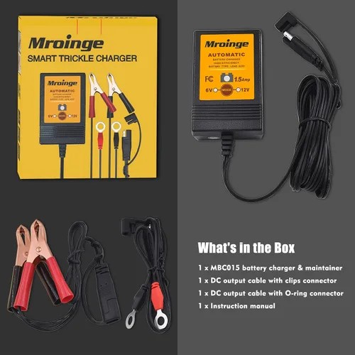 Vista 7 de Morange MBC015 cargador inteligente de batería/mantenedor de 6 V y 12 V, de 1.5 A, con cable de salida de 12 pies