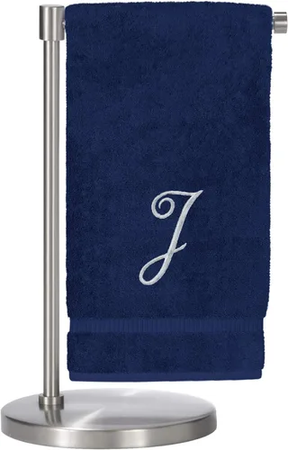 Vista 116 de Script R - Toalla de baño con monograma, regalo personalizado, 27 x 54 pulgadas, juego de 1 toalla bordada con texto dorado, 100% algodón turco Navy
