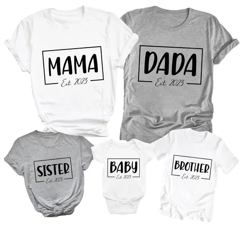 Vista 5 de Family Matching Outfits Set 2023 Shirts, Grandma Grandpa Mama Dada Auntie Sister Brother Daddy Mom Baby Matching Group Funny Family Day Party