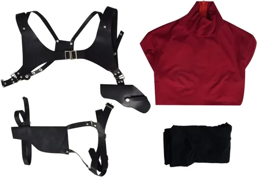 Vista 7 de Resident Remake Ada Wong - Disfraz de suéter rojo para mujer, disfraz de Halloween
