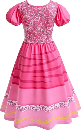 Vista 2 de Vestido de princesa para niñas, disfraz de durazno, vestido casual de verano para niños pequeños