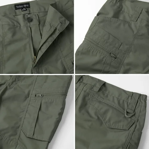 Vista 7 de CARWORNIC Pantalones tácticos ligeros para hombre, pantalones cargo militares, resistentes al agua, para senderismo, trabajo