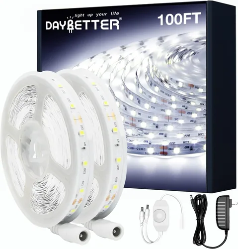 Vista 8 de DAYBETTER 16.4FT Tira de luces LED COB regulable, luces LED de alta luminosidad, 6500K blanco brillante de luz diurna, 24V, 140 LEDs, cinta LED