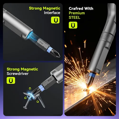 Vista 4 de 25 in 1 Magnetic Ratchet Screwdriver Set, S2 Steel Bits & 7 CR-V Sockets, Flexible Shaft, Magnetic Multi Bit Screwdriver Kit with Case for