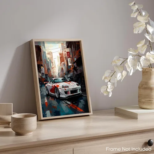 Vista 5 de Inspirational Wall Art Co. - Póster de Toyota Supra 1994 - Póster de automóvil para habitación de niños - Decoración de pared de coche - Decoración