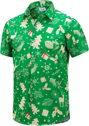 Vista 33 de EUOW - Camisas hawaianas para hombre de manga corta con botones, estampadas para la playa y el verano