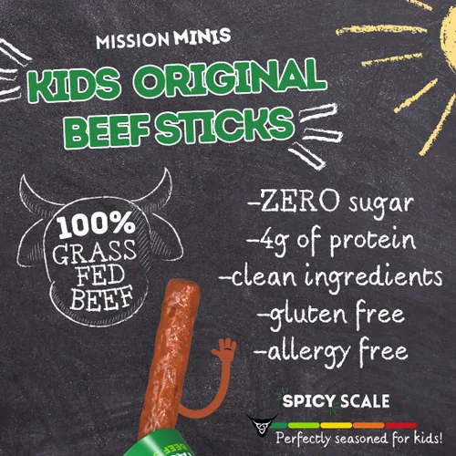 Vista 6 de Mission Meats - Palitos de carne para niños, 100% alimentados con pasto y criados en pastos, aperitivos saludables para niños, proteínas sin azúcar