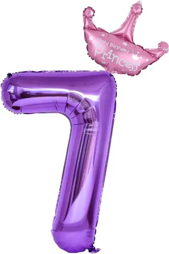Vista 6 de Globos morados del número 1 de 40 pulgadas con corona de princesa, globos de helio de aluminio número 1, decoraciones de fiesta de primer cumpleaños