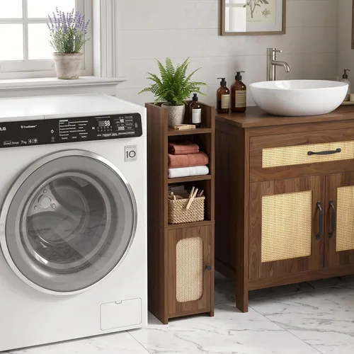 Vista 8 de Gabinete estrecho de papel higiénico, gabinete de almacenamiento de baño
