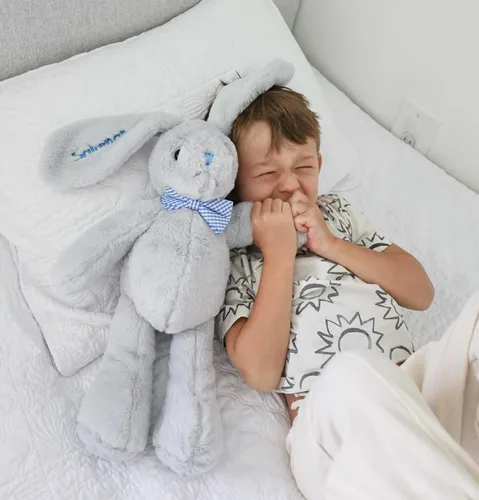 Vista 5 de DIBSIES Hoppity Floppity Bunny personalizado de 18 pulgadas (conejito gris con pajarita azul)