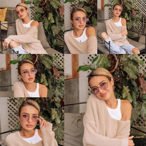 Vista 2 de SOJOS Gafas de sol hexagonales retro para mujer, gafas de sol de polígono de moda, protección UV400, SJ1190