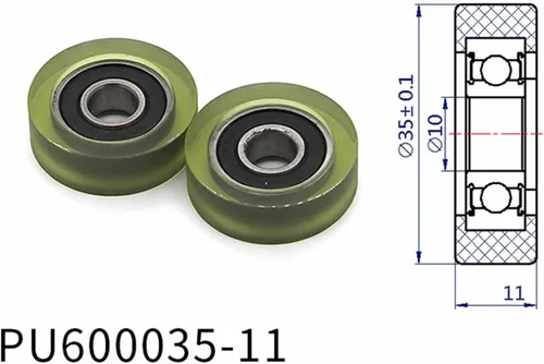 Vista 2 de SSIMOO Diameter 35mm, PU Polyurethane Bearing,Rubber Coated Soft Pulley/Roller, Width 11mm Kindly