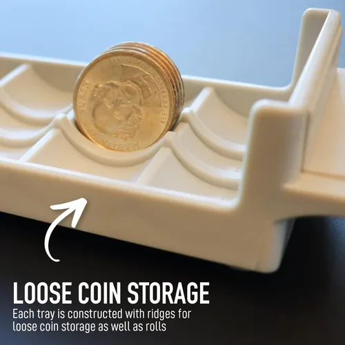 Vista 4 de Bandeja resistente para monedas de dólar con envoltorios de monedas, bandeja con capacidad para hasta $200 por bandeja, organizador apilable