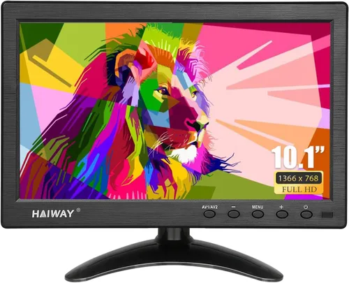 Vista 12 de Haiway Monitor de seguridad de 10.1 pulgadas, resolución de 1024 x 600, pequeño monitor HDMI, monitores de computadora pequeños con control remoto