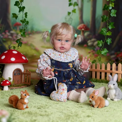 Vista 5 de Muñecas Reborn de Tamaño Grande para Niñas de 24 Pulgadas, Muñeca de Bebé Realista Hecha a Mano con Cabello Rubio que Parece Real, Muñeca de Bebé
