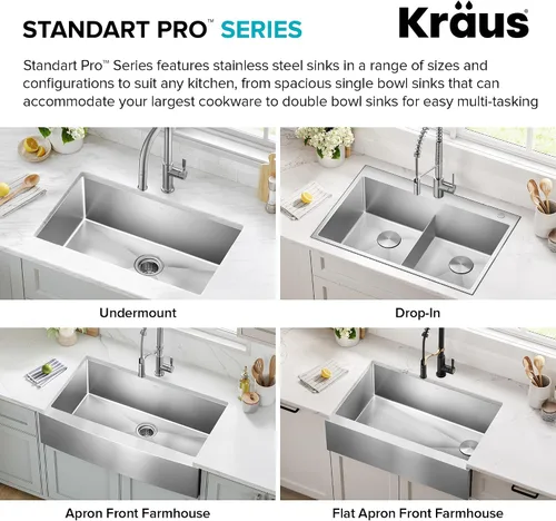 Vista 17 de Kraus KHT301-25 Standart PRO Kitchen Fregadero de Cocina de Acero Inoxidable, 25 Pulgadas