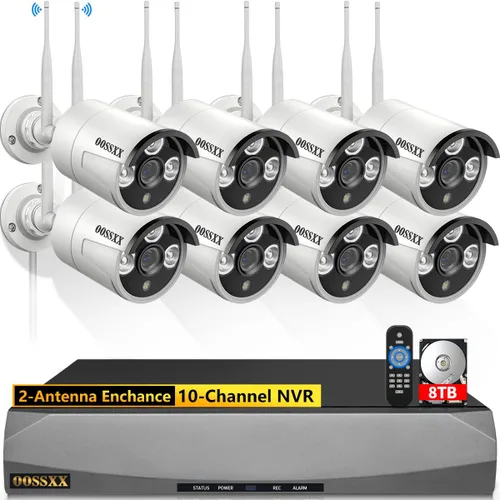 Vista 14 de OOSSXX (Monitor IPS HD) Antenas duales Wi-Fi mejorado AI Detectado por humanos Sistema de cámara de seguridad inalámbrica para exteriores