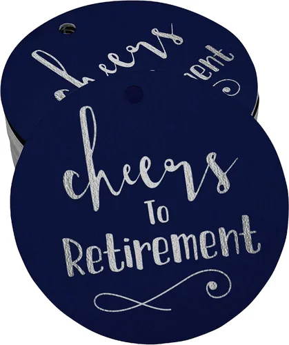Vista 52 de Etiquetas de papel para colgar con texto en inglés "Cheers to Retirement Wall" (50 unidades)