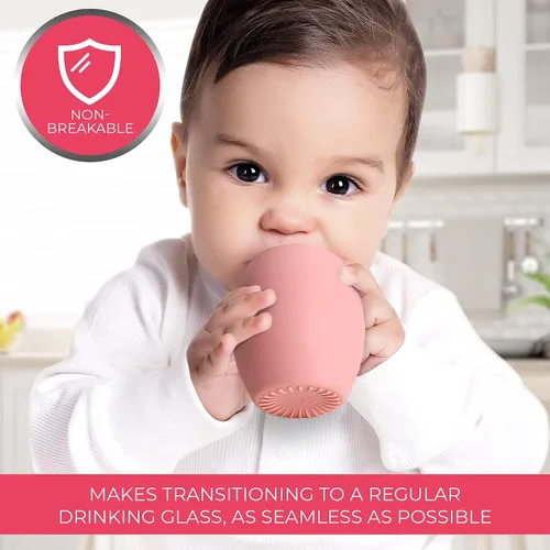 Vista 5 de Taza de silicona para bebé, taza de entrenamiento para niños pequeños, taza abierta para el destete LED del bebé, paquete de 2 tazas para bebés que