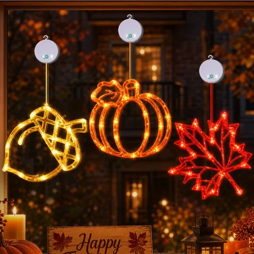 Vista 10 de LOLStar Fall Decor Window Lights 2026, Thanksgiving Decorations LED Lights