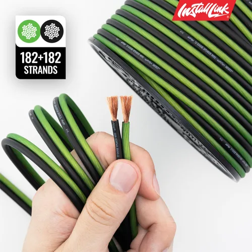 Vista 8 de Cable de altavoz de calibre 12 AWG (100 pies) para automóvil o Verde esmerilado/negro