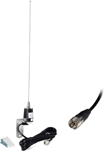 Vista 5 de Antenas HYS para aficionados Antena de doble banda NMO de 20 pulgadas VHF 144/UHF 430MHz Montaje en forma de L NMO Antena de radio móvil con soporte