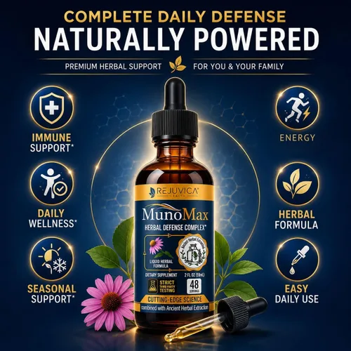 Vista 3 de Rejuvica Health MunoMax Gotas líquidas de apoyo inmunológico Equinácea, saúco, astrágalo, reishi y sello de oro Apoya la defensa inmune diaria