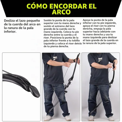 Vista 5 de Juego de arco recurvo para adultos, peso ajustable