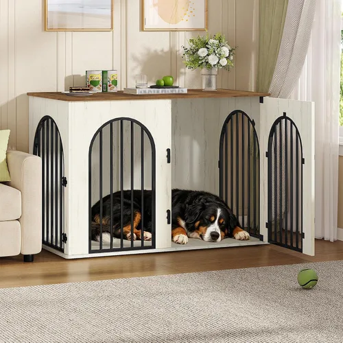 Vista 13 de Hzuaneri Jaula de Madera para Perros de 26.8'', Muebles de Jaula para Perros de Interior, Jaula para Perros Pequeños, Jaulas de Servicio Pesado