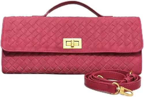 Vista 9 de Bolso de mano tejido de gamuza para mujer, bolso cruzado o de noche de hombro para bodas, fiestas, citas nocturnas y eventos formales Woven Suede
