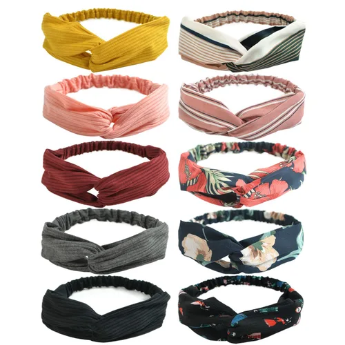Vista 15 de DRESHOW - Paquete de 10 diademas para mujer con diseño entrecruzado vintage, estilo bohemio, trenzadas, elásticas, accesorios para el cabello
