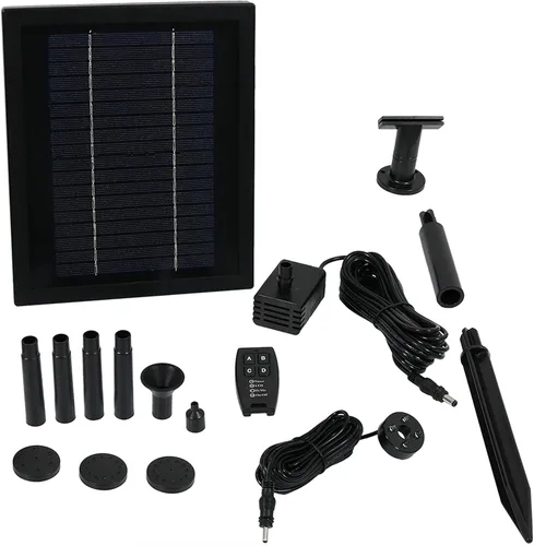 Vista 5 de Sunnydaze Kit de bomba solar y panel solar de 65 GPH con batería, control remoto y luz LED, elevación de 47 pulgadas