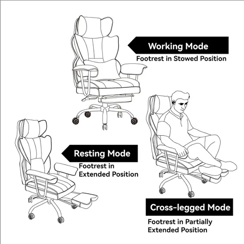 Vista 7 de Efomao - Silla ejecutiva de escritorio para oficina, con reposapiés, soporte lumbar y capacidad de carga hasta 400 libras, silla de computadora