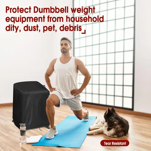 Vista 6 de Funda para mancuernas, a prueba de polvo, para entrenamiento de fuerza, para gimnasio en casa, cubierta impermeable para mancuernas (funda solamente)