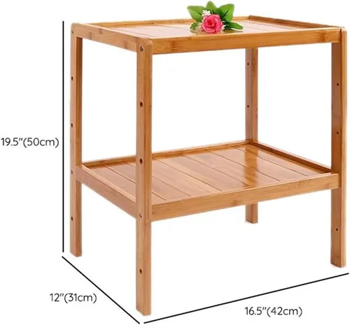 Vista 7 de Estante de almacenamiento de madera maciza con estantes ajustables, estante de almacenamiento de bambú de varios niveles para cocina, sala de estar