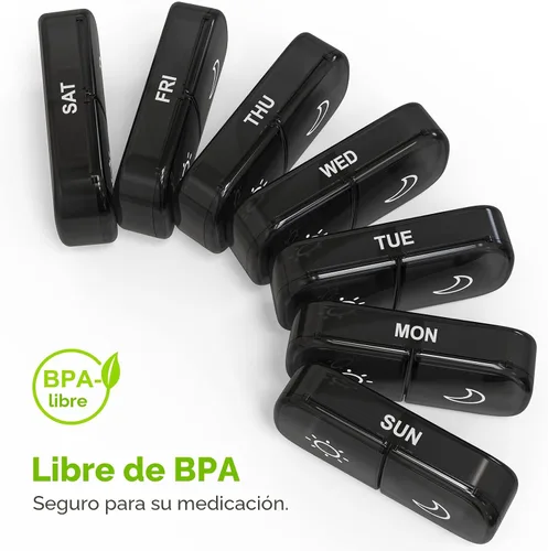 Vista 7 de AUVON XL - Organizador semanal de píldoras 2 veces al día, pastillero de 7 días con aberturas grandes de un lado para fácil uso, estuche de píldoras