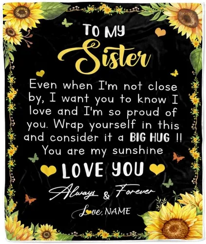 Vista 7 de Manta personalizada con texto en inglés «To My Sister from Brother I Love You Hugs» (texto en inglés) con texto en inglés «To My Sister», «I Love