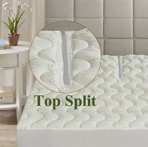 Vista 3 de Top Split King (Flex Head) - Protector de colchón de rayón impermeable de jacquard de bambú para camas King divididas