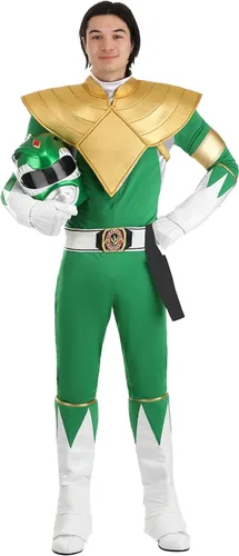 Vista 5 de Disfraz de Power Ranger verde para adultos, traje clásico de Tommy Oliver