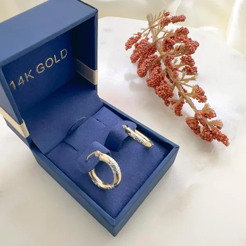 Vista 7 de Real Yellow14k Gold Hoop Earrings for Women Girls Mom Lightweight Hoops Solid Jewelry for ears Shiny & Round Original 14 Karat for Gifts