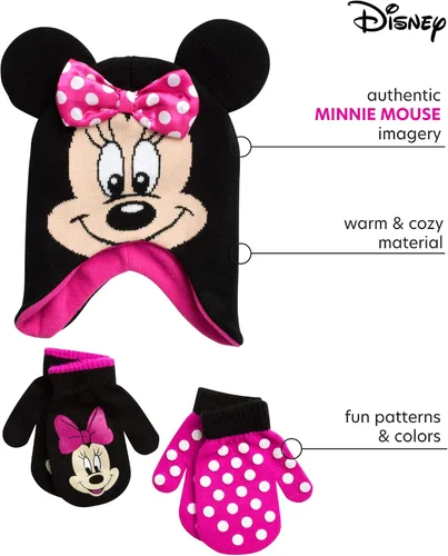 Vista 2 de Disney Girls Minnie Mouse and Vampirina Winter Hat and 2 Pair Mitten or Glove Set ToddlerLittle Girl