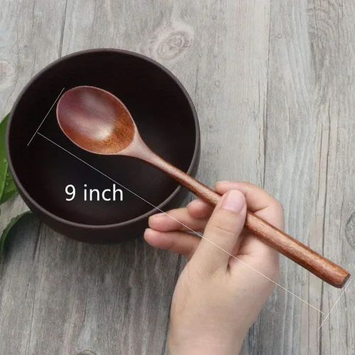 Vista 8 de AKOAK 2 cucharas de madera, cuchara de madera natural con mango largo, herramienta de cocina para el hogar, adecuada para restaurantes, hoteles