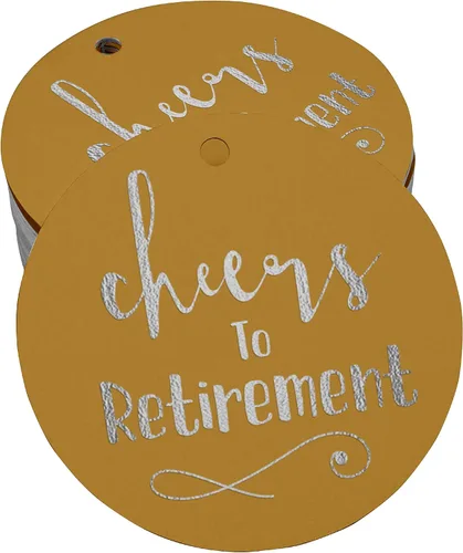 Vista 25 de Etiquetas de papel para colgar con texto en inglés "Cheers to Retirement Wall" (50 unidades)