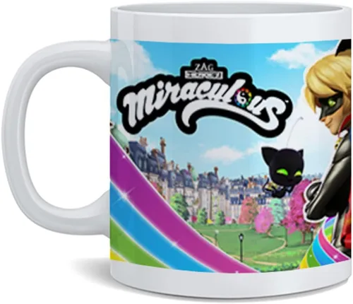 Vista 6 de Taza de cerámica con logotipo de Miraculous Ladybug and Cat Noir Adrien Agreste Cat Noir, serie de televisión de dibujos animados, película