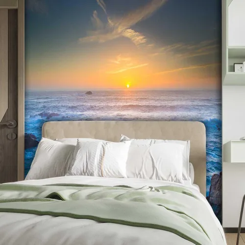 Vista 2 de Papel De Paredes Decorativo Costa Playa Papel Contacto Paisaje Marino Lavandería No Necesita Pegamento Extra (Ancho) 137.8" X (H) 110