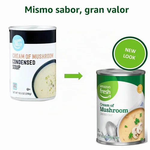 Vista 4 de Amazon Fresh, Crema condensada de sopa de champiñones, 10.5 onzas (anteriormente Happy Belly, el embalaje puede variar) (paquete de 4)