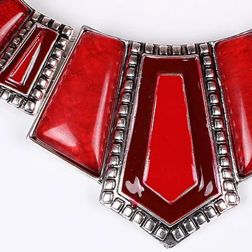 Vista 4 de YAZILIND Vintage étnico tibetano plata irregular Rhinestone babero collar pendientes collar collar joyería conjunto