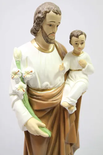 Vista 4 de Vittoria Collection Escultura de estatua religiosa católica de San José con el Santo Niño Jesús de 25.5 pulgadas, hecha en Italia