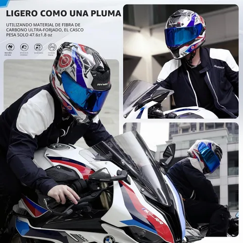 Vista 2 de S-GT Carbon Fiber Full-Face Motorcycle Helmet DOT Approved Touring